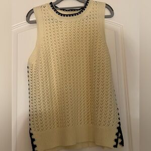 Cream and Black Knit Sleeveless Top Vest Sweater May fit Sz M/L